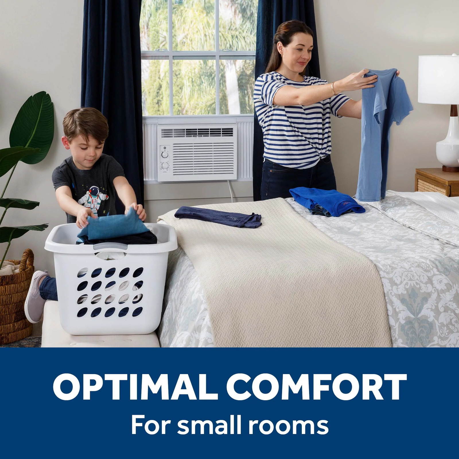 GE 5000 BTU Window Air Conditioner 115V Small Room 150 sq ft White