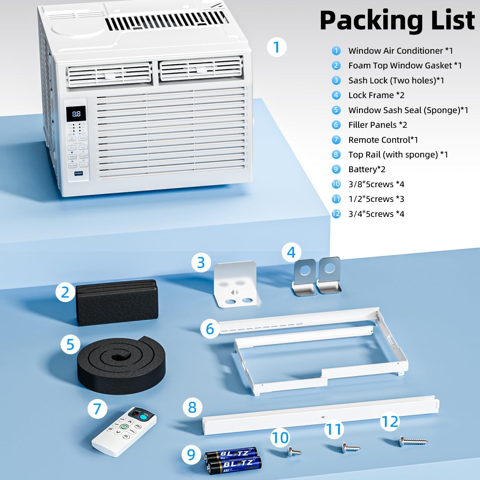 6,000 BTU Window Air Conditioner, Window AC Unit, Cools Rooms up to 250 Sq.Ft…