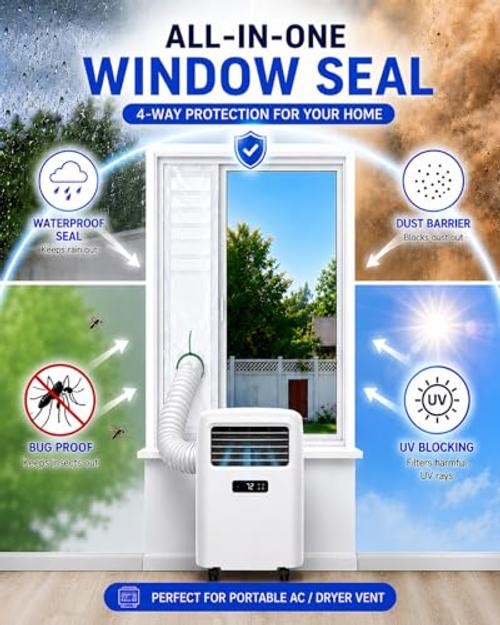 Portable AC Window Vent Kit, Heavy Duty Heat-Insulating Air Conditioner Window