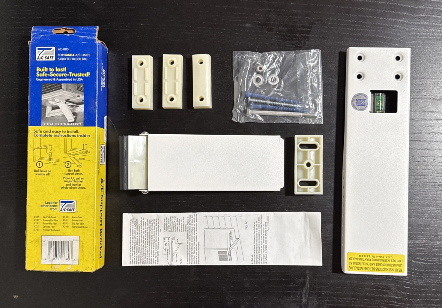 AC Safe AC-080 Universal Light-Duty Air Conditioner Support Bracket, Up to 80lb