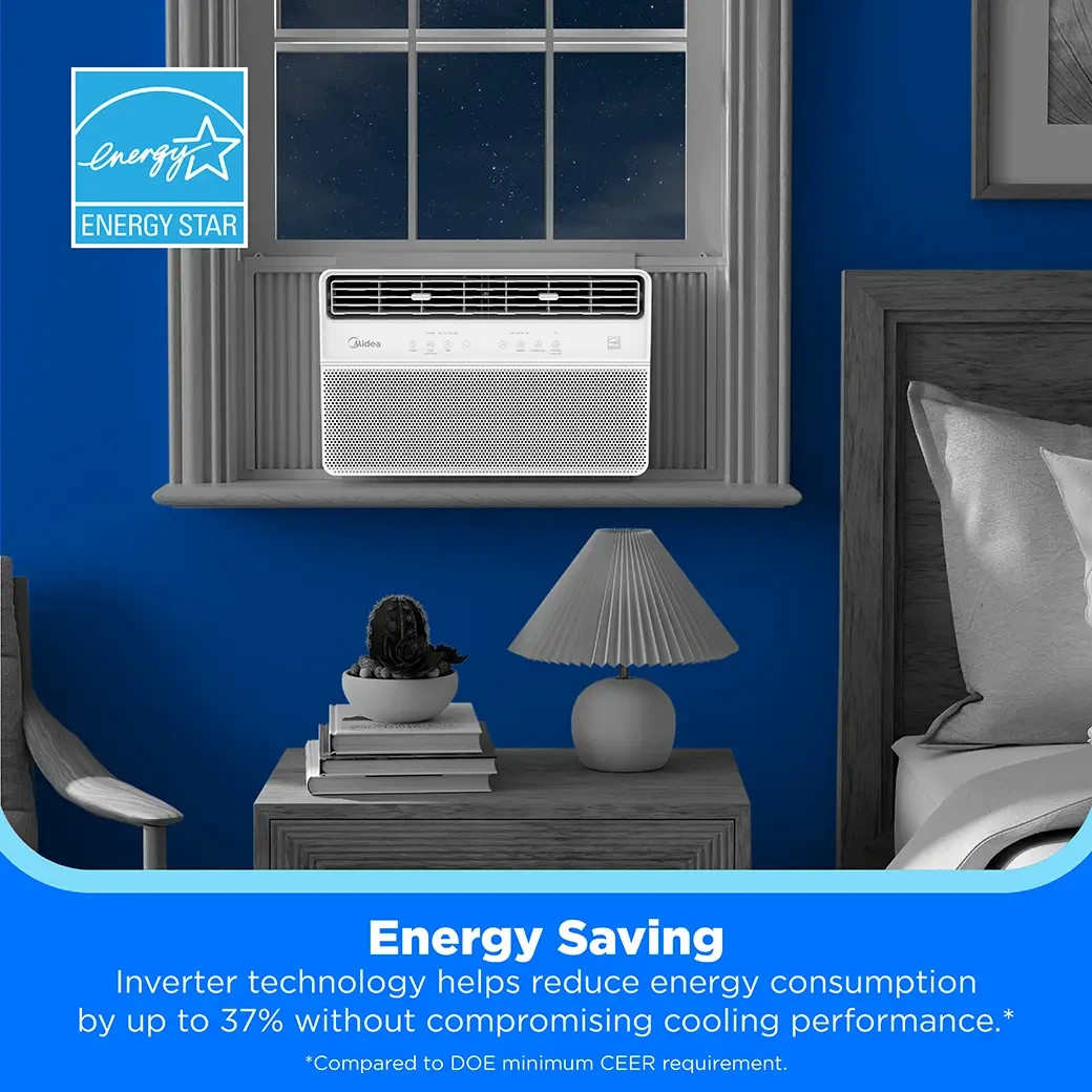 Midea 10,000 BTU DOE 450 sq ft Inverter Plus Smart Window Air Conditioner