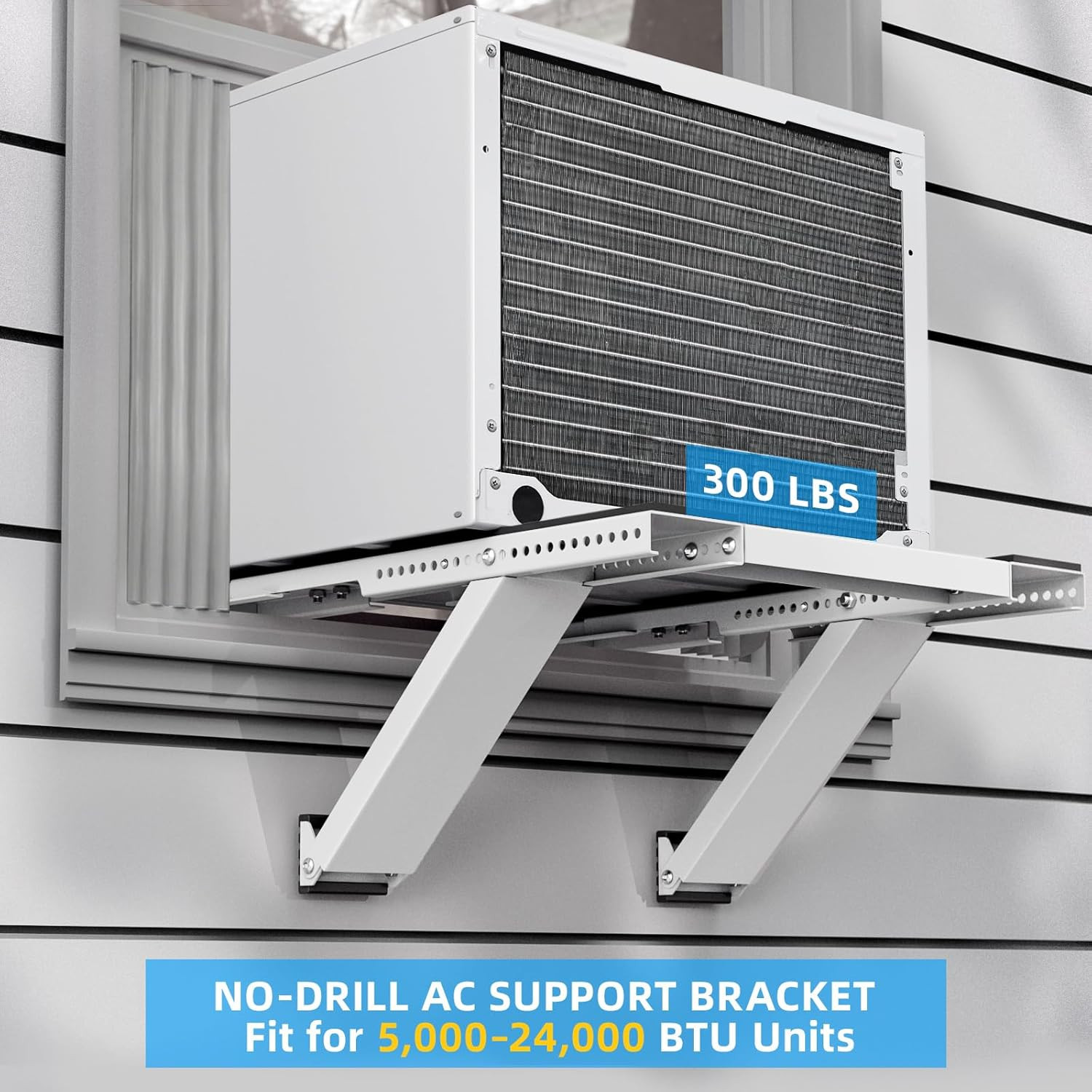 Window AC Support Bracket, No-Drill No-Tool Air Conditioner Support Bracket Adju