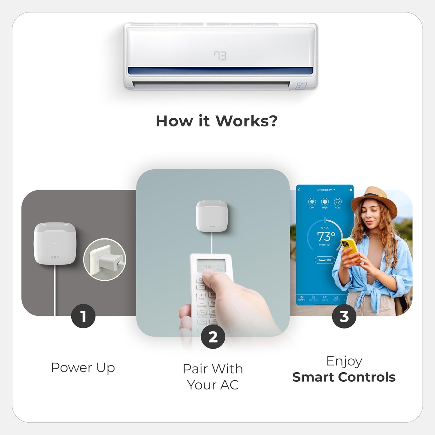 Smart AC Controller for Mini-Split Window Portable Air Conditioner White