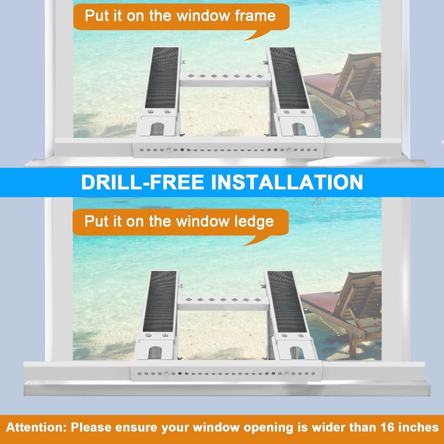 NEW Universal Window AC Support Bracket No-Drill Heavy Duty up to 200lbs AC Moun