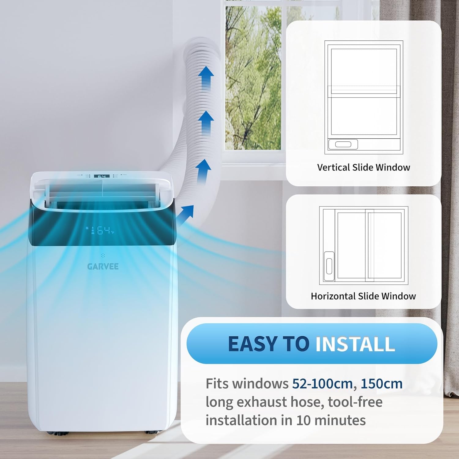14,000 BTU Portable Air Conditioner Cools up to750 Sq.Ft, 3-in-1 AC Poartable AC