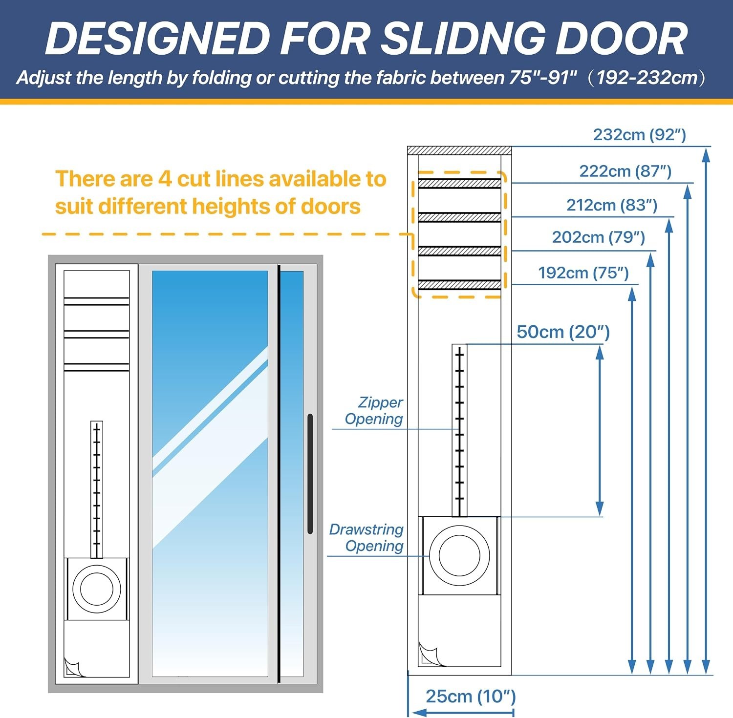 Portable Air Conditioner Sliding Door Vent Kit, 100% Sealing Sliding Door AC Ven