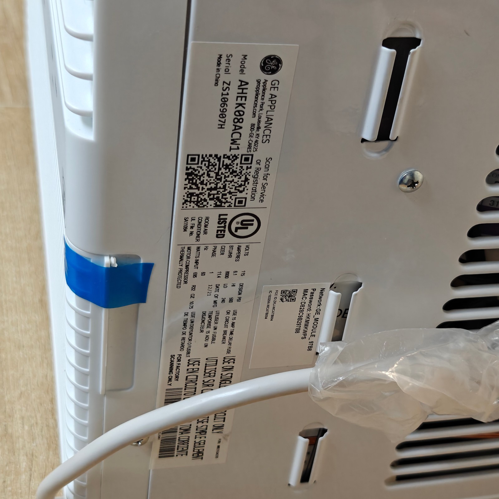 GE AHEK08ACW1 8000 Btu Smart Window Air Conditioner Open Box Brand New