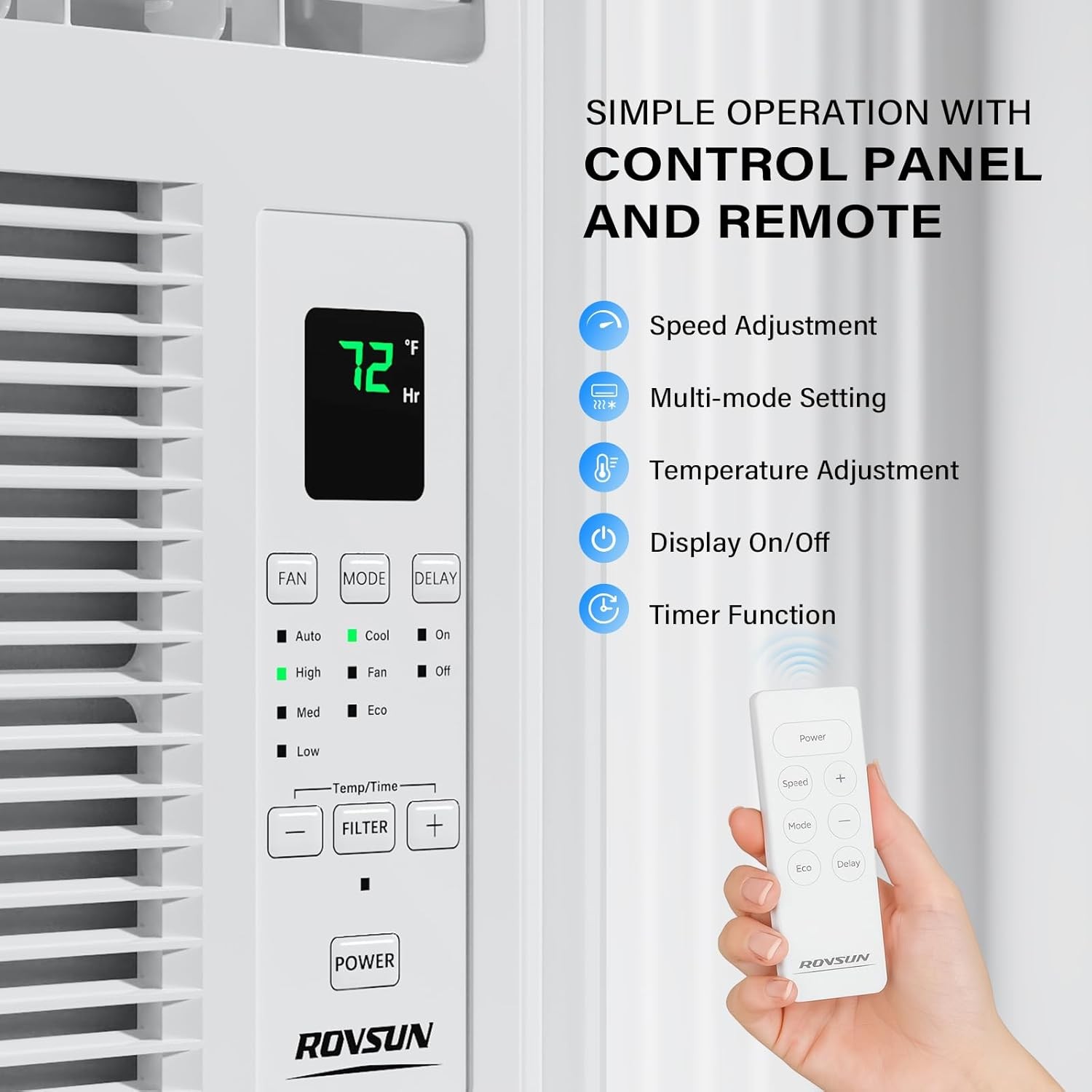 ROVSUN 5000 – 6000 BTU 115V Window Air Conditioner Remote Control Home Apartment
