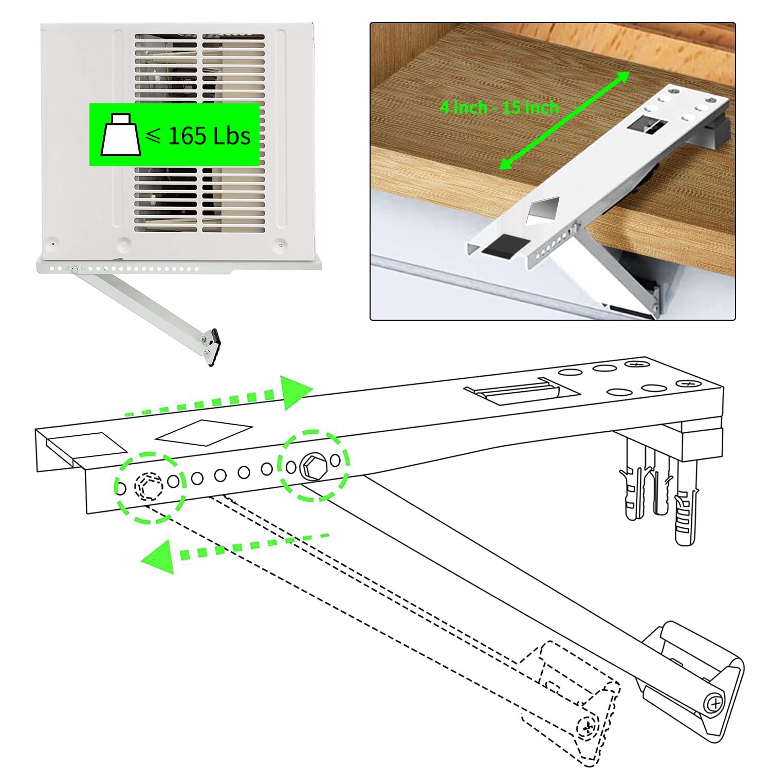 Window Air Conditioner Bracket- Universal AC Support Bracket Heavy Duty, Support