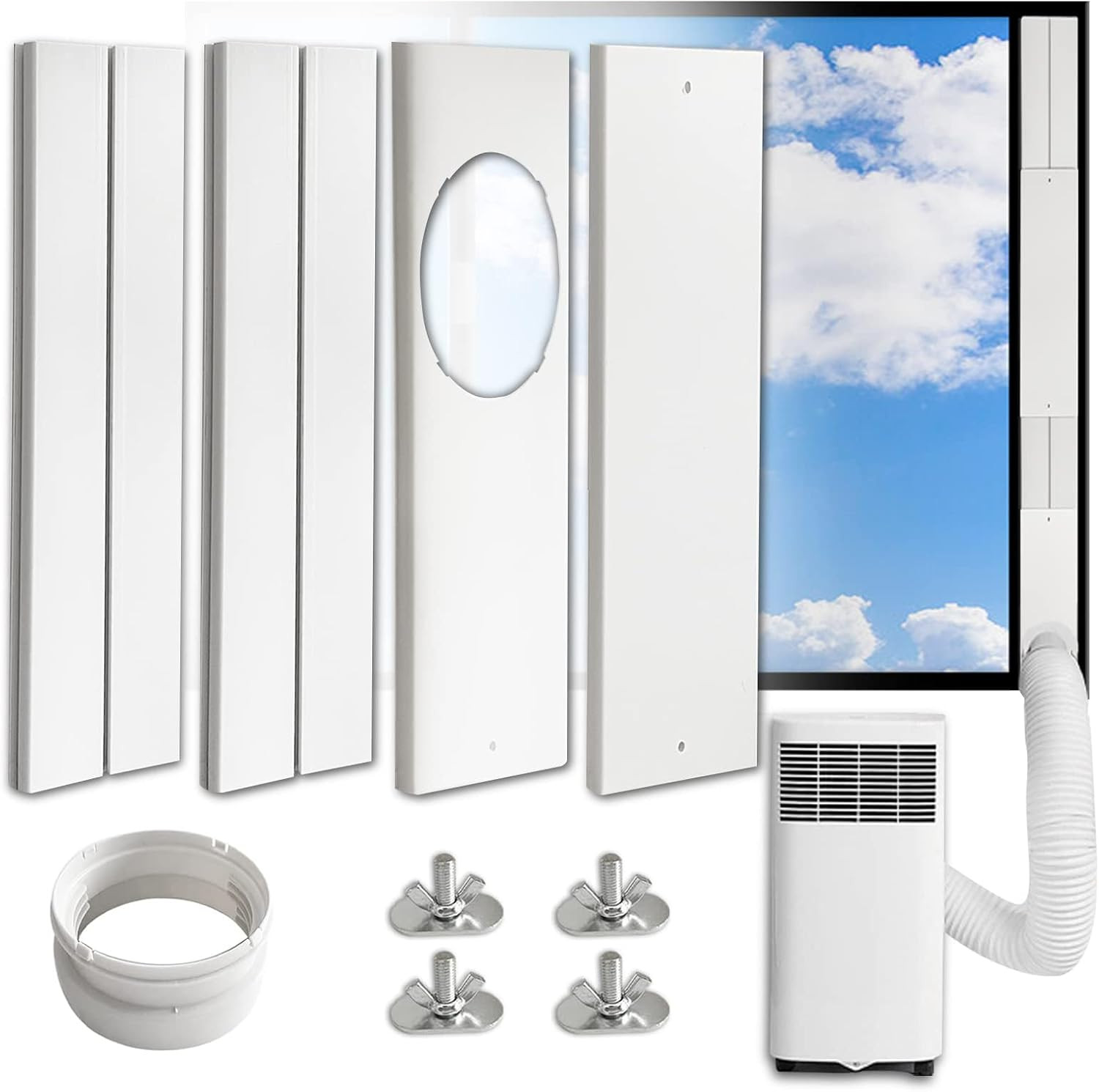 Portable AC Window Vent Kit – Complete Air Conditioner Window Kit, Adjustable PV