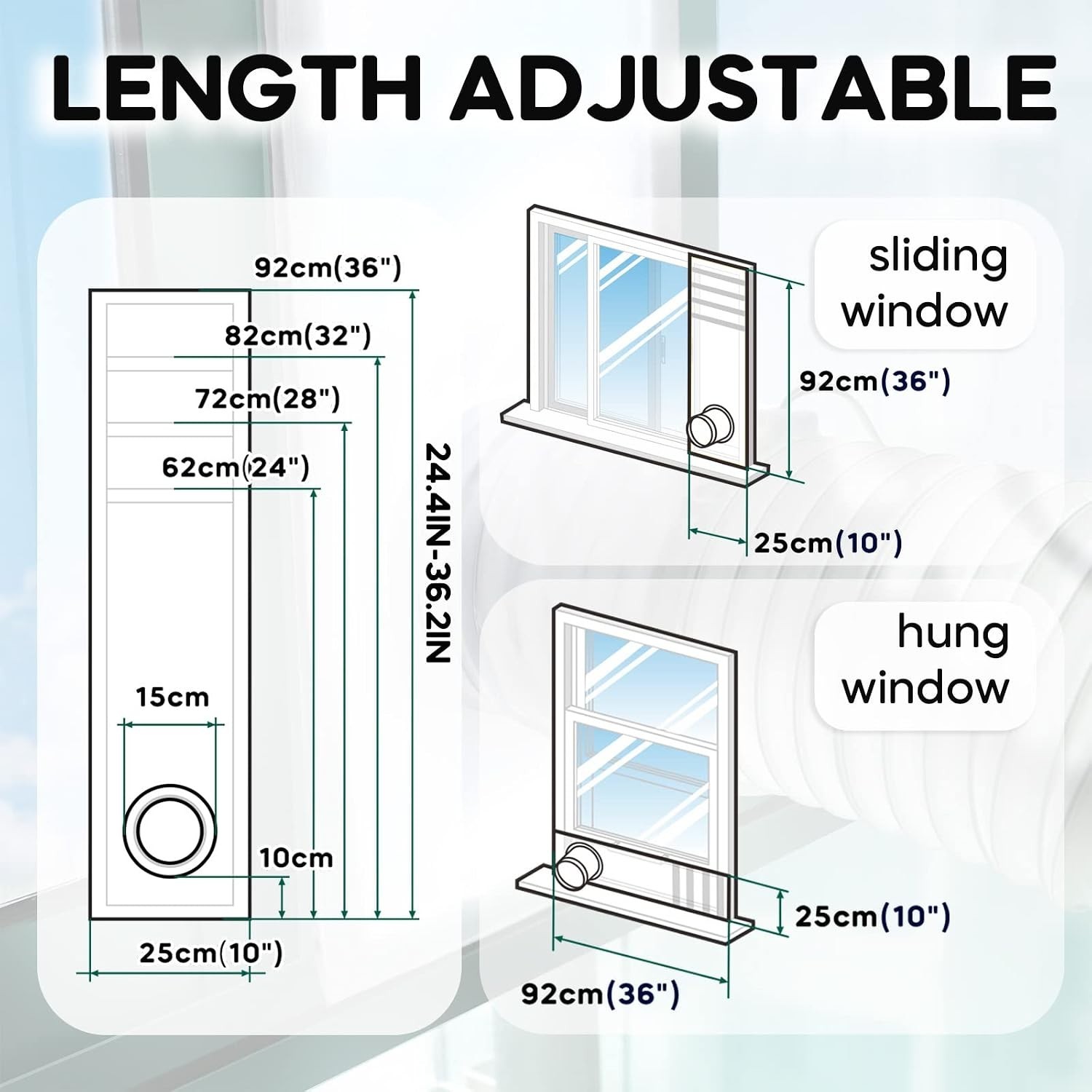 Easy Install Portable AC Window Seal – Adjustable Waterproof Vent Kit 10×24-36