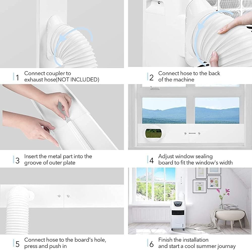 Portable Air Conditioner Window Kit Adjustable Sliding Window Vent Seal Plate