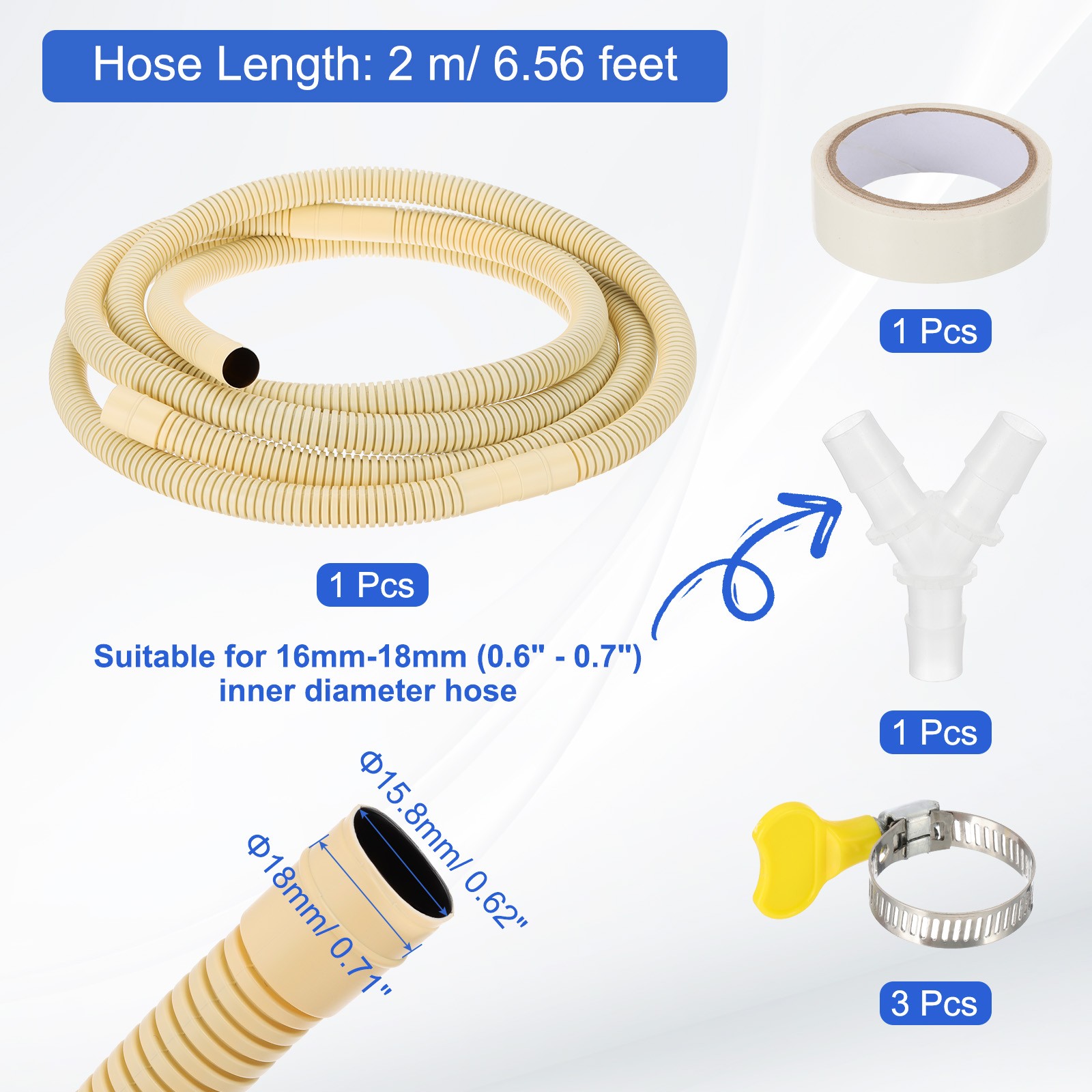 6.5Ft Air Conditioner Drain Hose Universal AC Drain Hose with Y-Shaped Connector