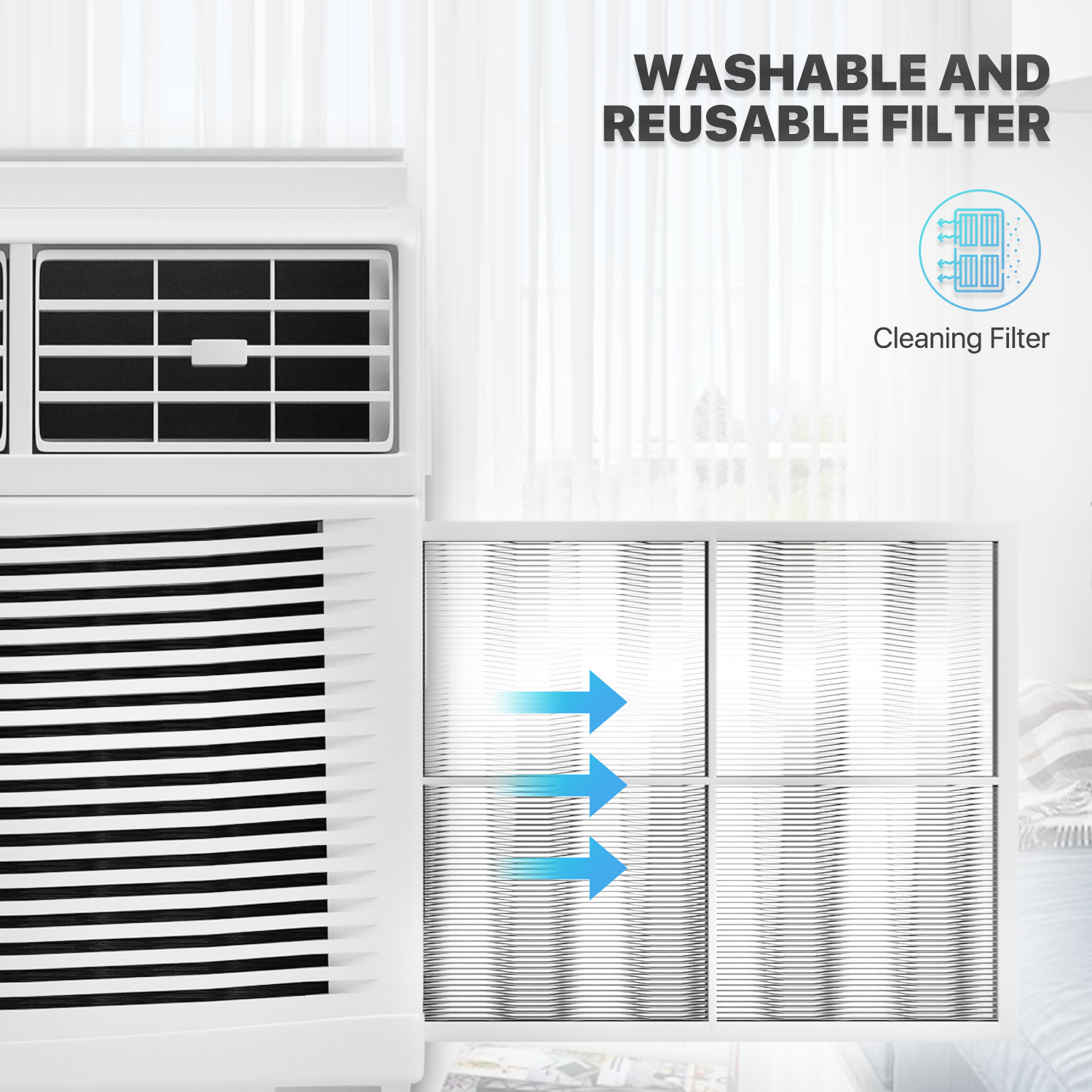 8000-12000 BTU Window Air Conditioner Ultra Quiet Dehumidifier Fan 110V AC Unit