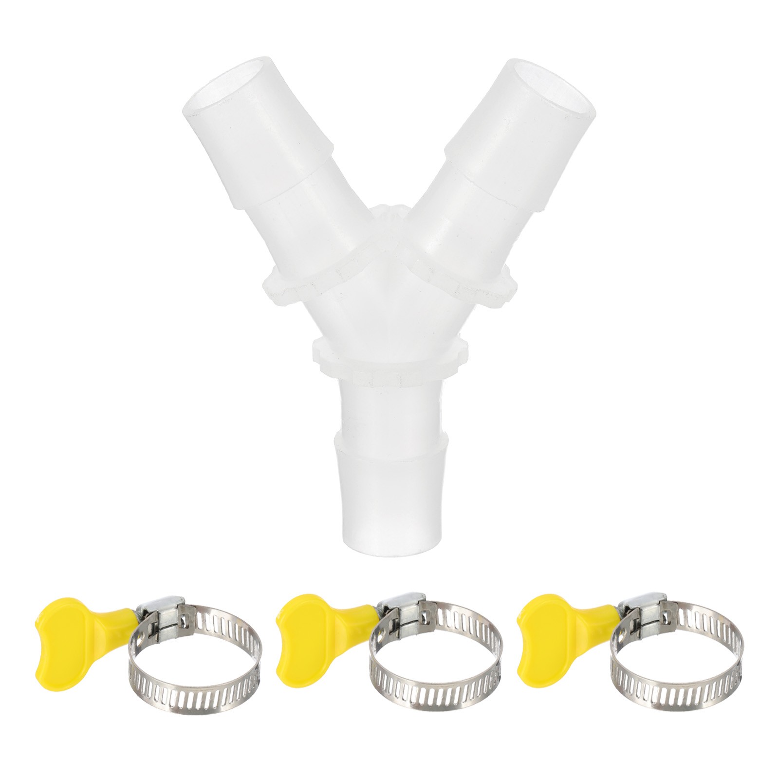 3-Way Drain Hose Connector Y Adapter with 3 Hose Clamps for 16-18mm Hose