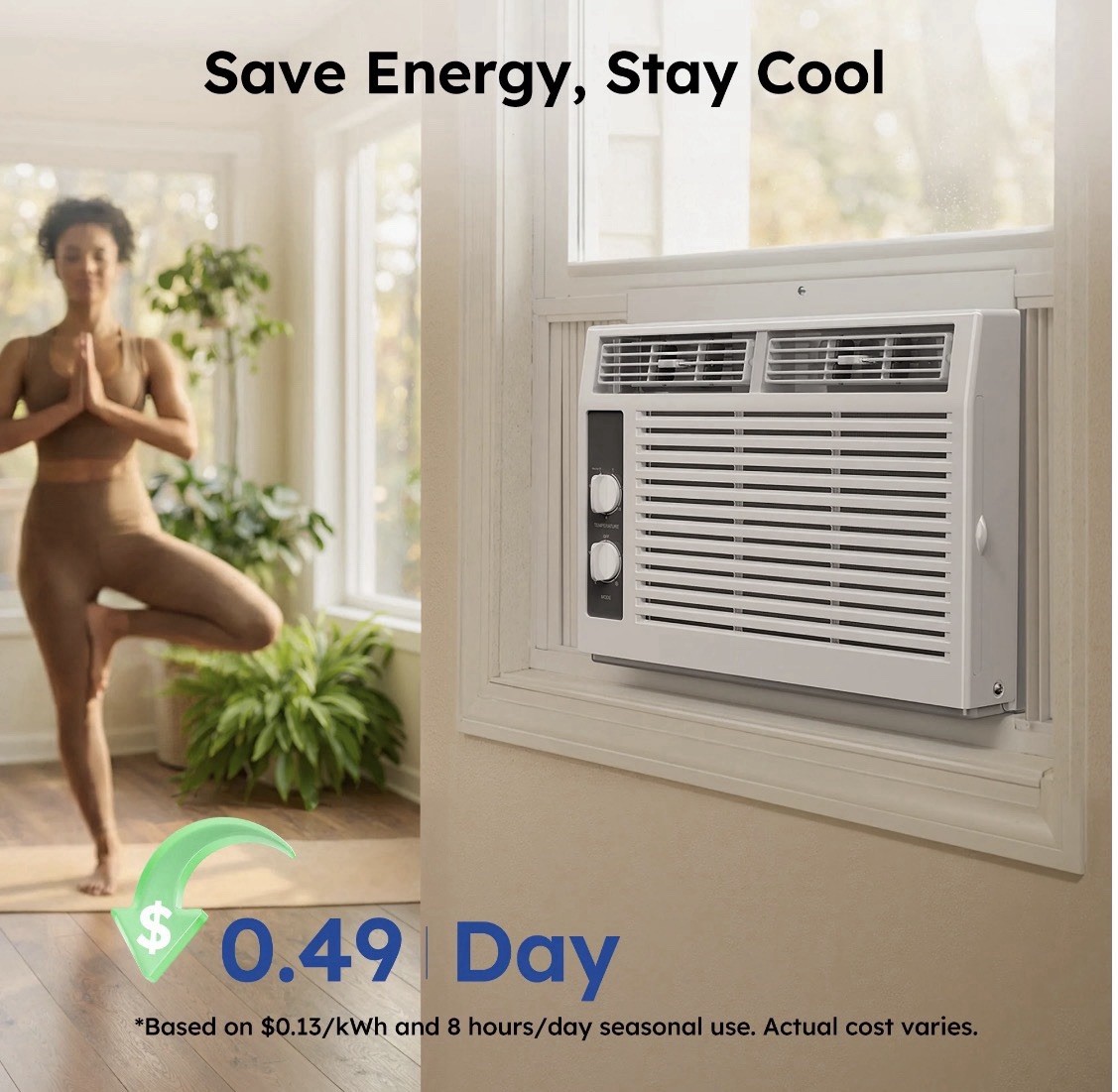 SIMZLIFE 5,000 BTU Window Air Conditioner, Cools Up To 150 Sq Ft