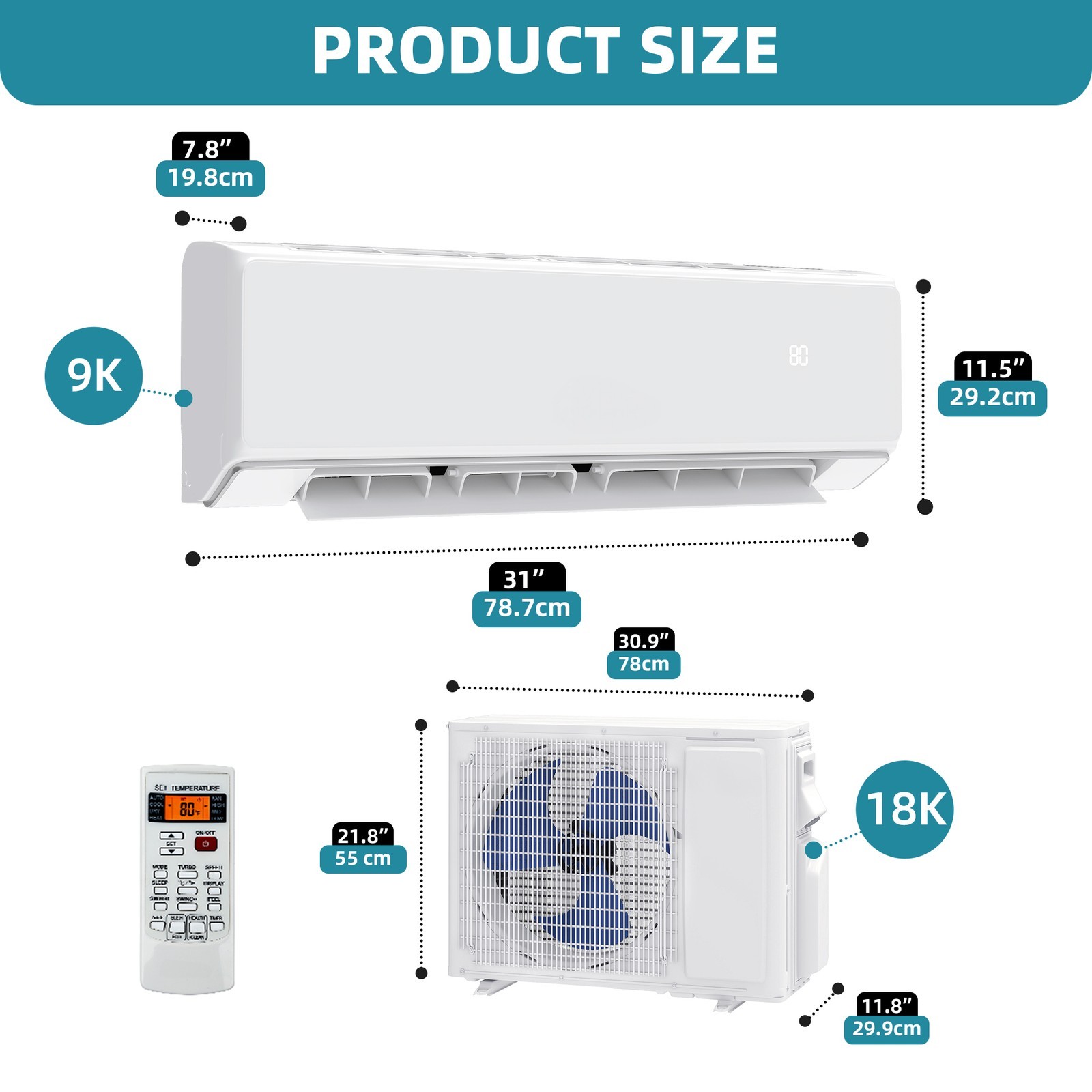 Beuloke 18/24K BTU 2/3 Zone Mini Split AC/Heating System Dual Mini Split