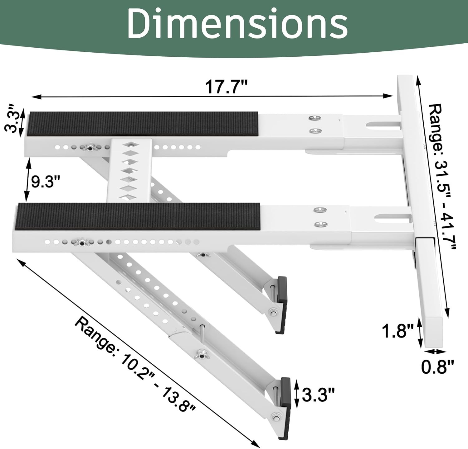 No-Drill 300 lbs Window AC Bracket with Anti-Slip Pads for Secure Installation