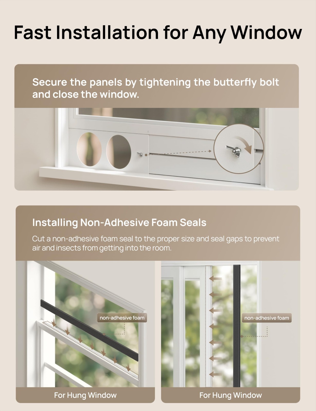 Adjustable Portable Air Conditioner Window Vent Kit – Dual Hose, 5.9″ Exhaust Du