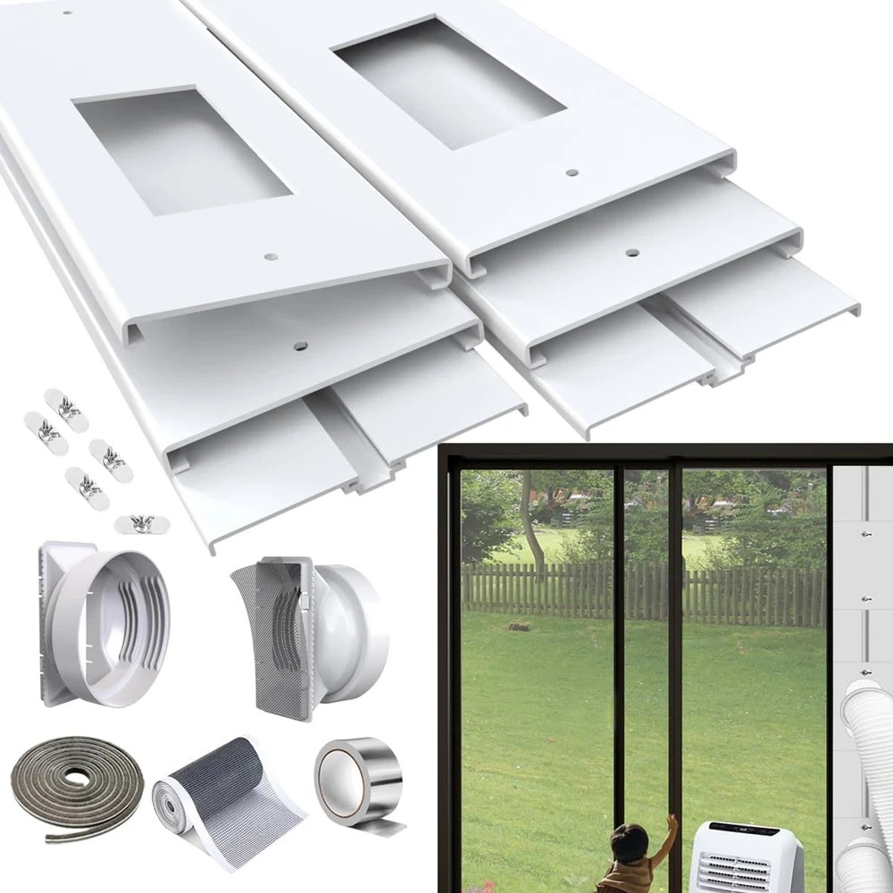 95″ Sliding Door AC Vent Kit for Dual Hose Portable Air Conditioner with Screen