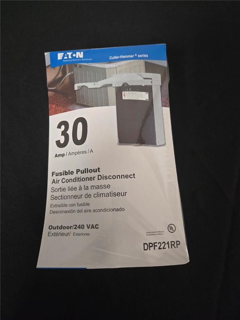 = Eaton 30 AMP Fusible Pullout Air Conditioner Disconnect Outdoor 240 VAC NEW