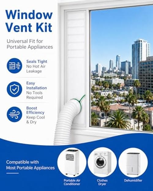 Portable AC Window Vent Kit, Heavy Duty Heat-Insulating Air Conditioner Window