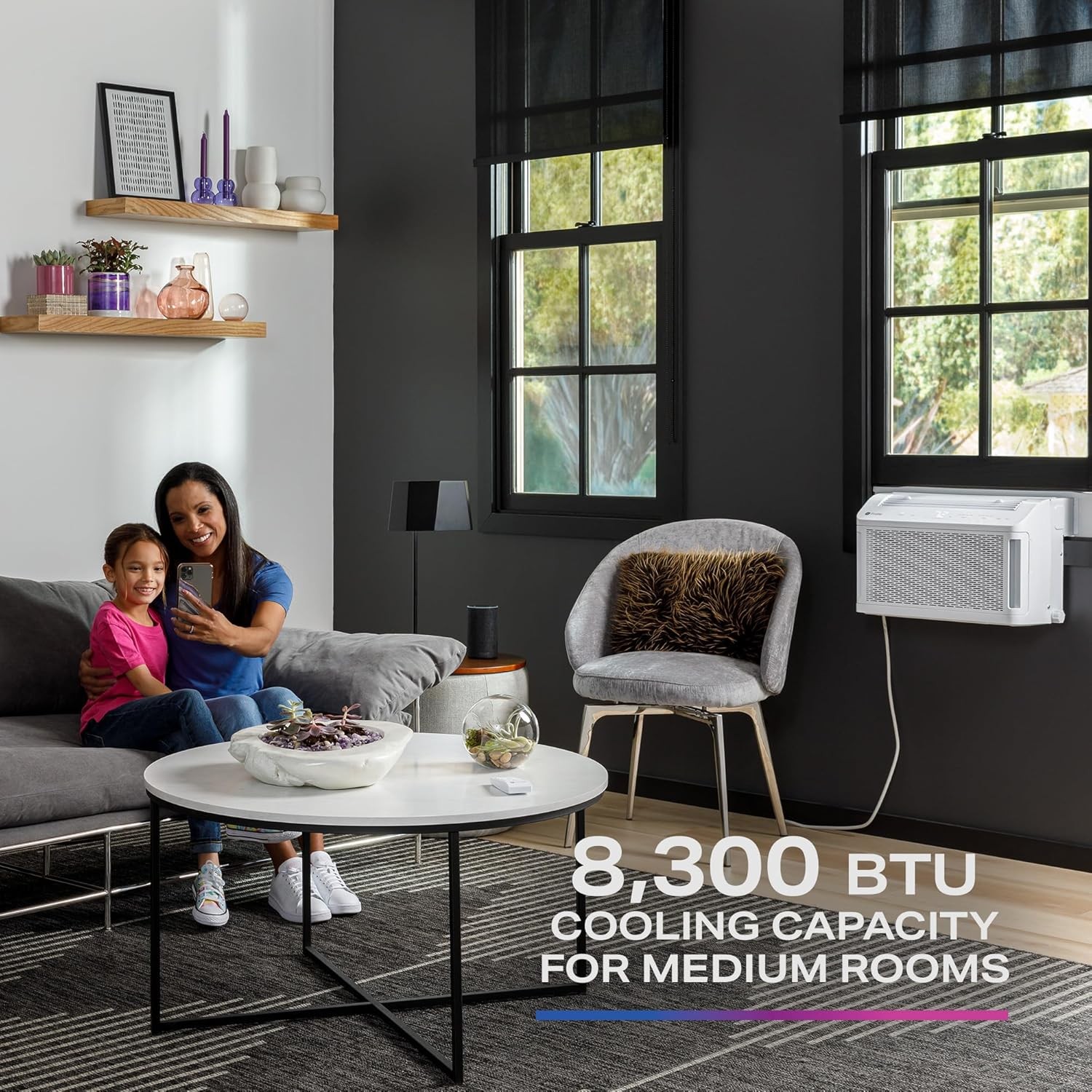 GE ClearView Window AC 8300 BTU Smart Ultra Quiet Cools 350 sq.ft – Refurbished