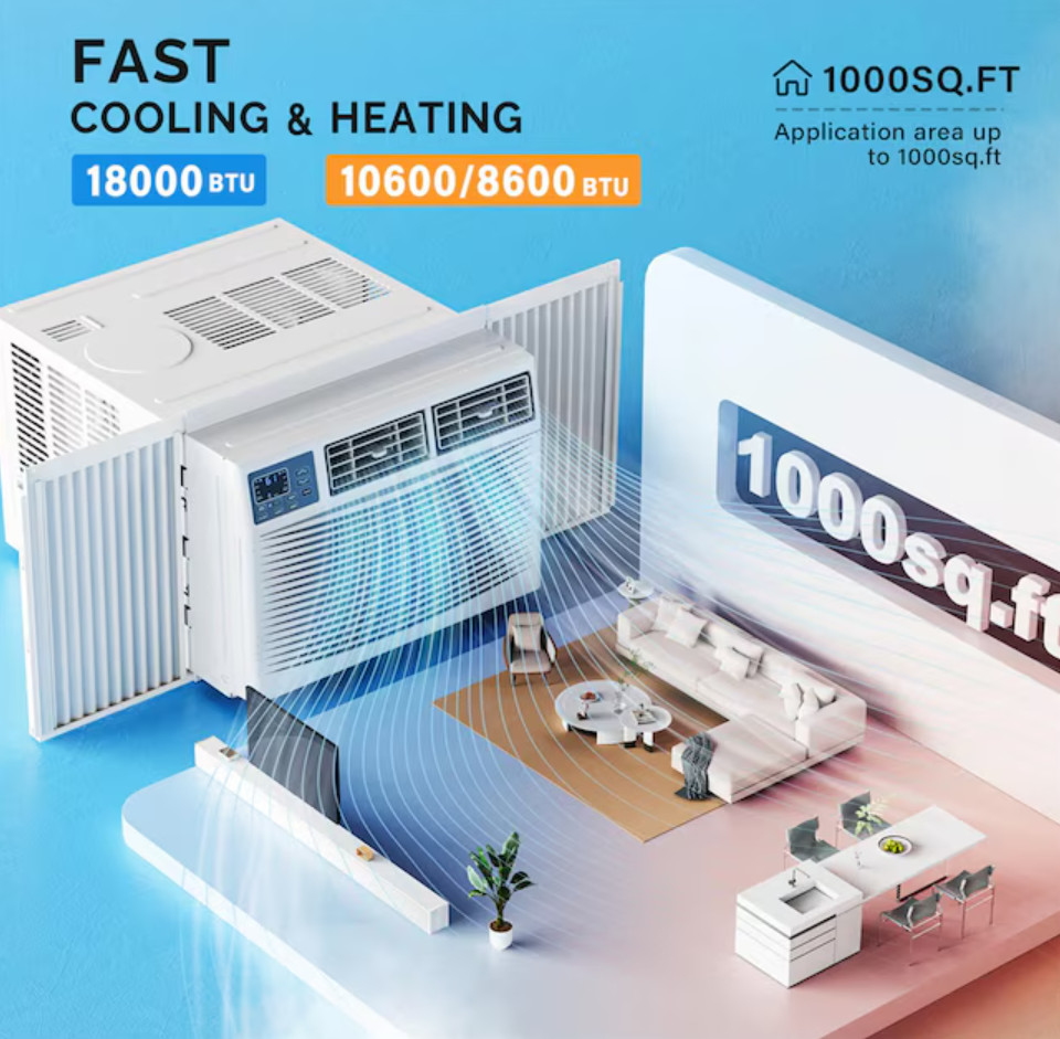 ROVSUN 18000 BTU Window AC Heat Combo 1000 Sq Ft Smart WiFi NEW Sealed Deal