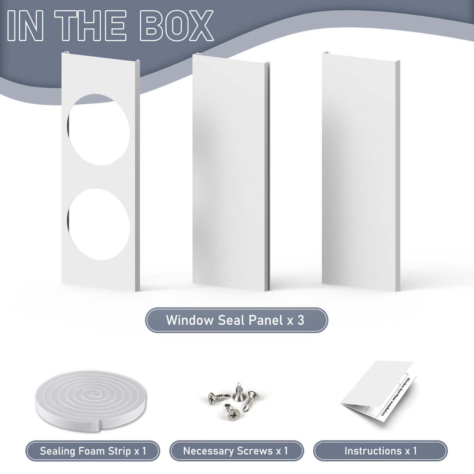 Dual Hose Portable Air Conditioner Window Kit – Adjustable Seal Plates & Foam St