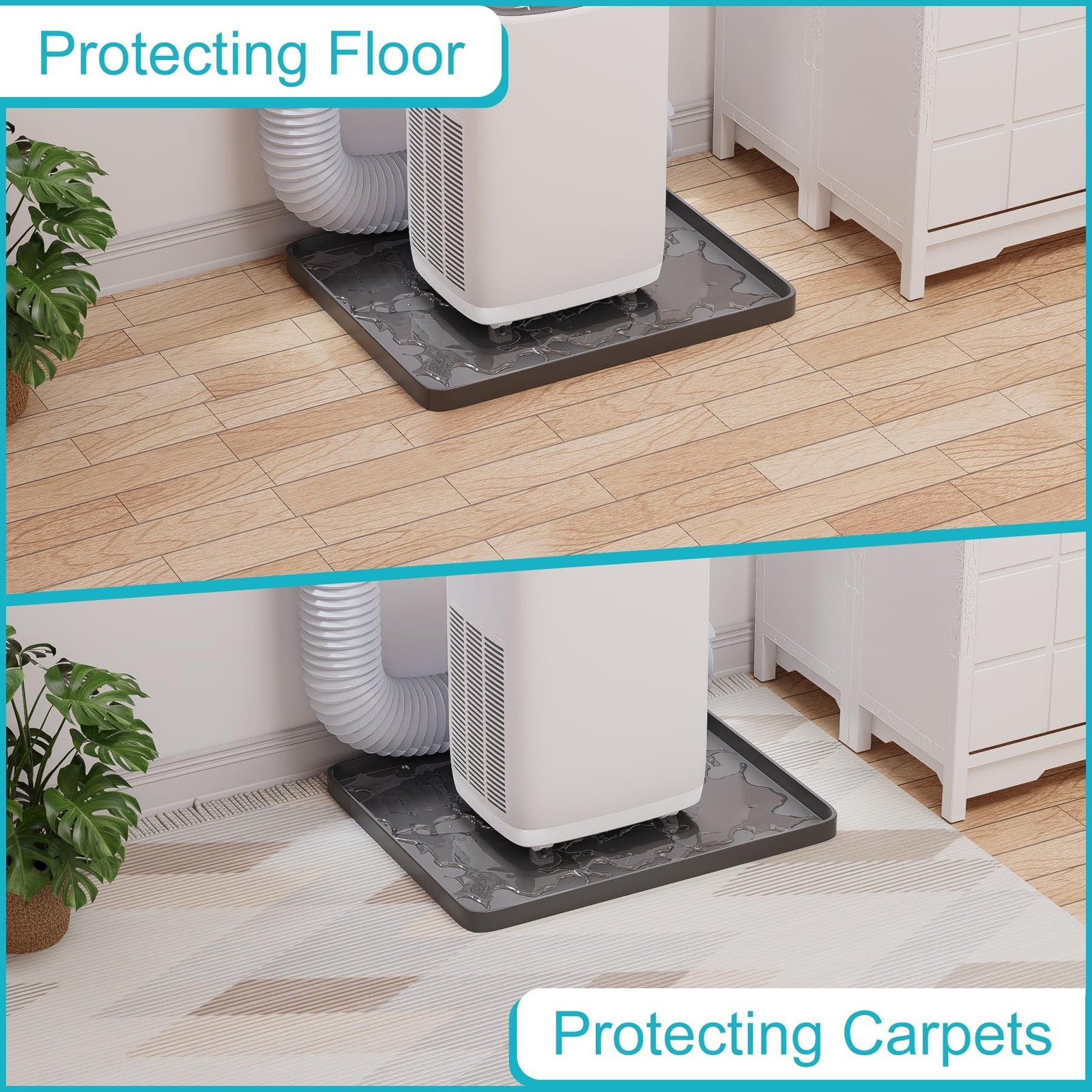 Portable Air Conditioner Drip Pan, 23.6″ x 19.7″ x 0.75″ Non-Slip Large Drip …