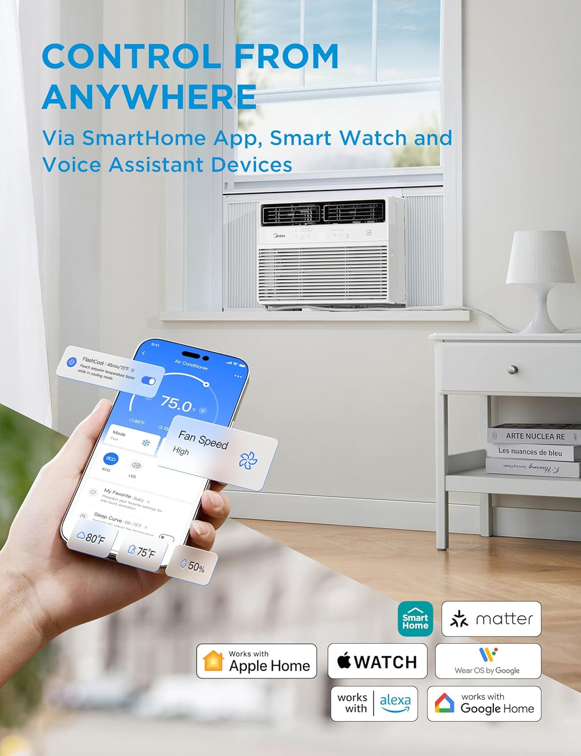 Midea 14,000 BTU Smart Inverter Window Air Conditioner with APP, Alexa Control,