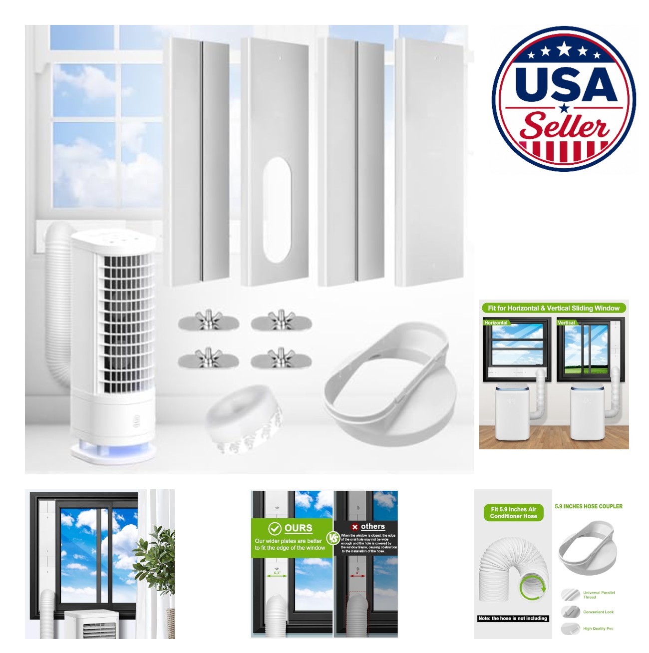 Portable AC Window Vent Kit 17-61 Inch Adjustable Seal for Sliding Windows
