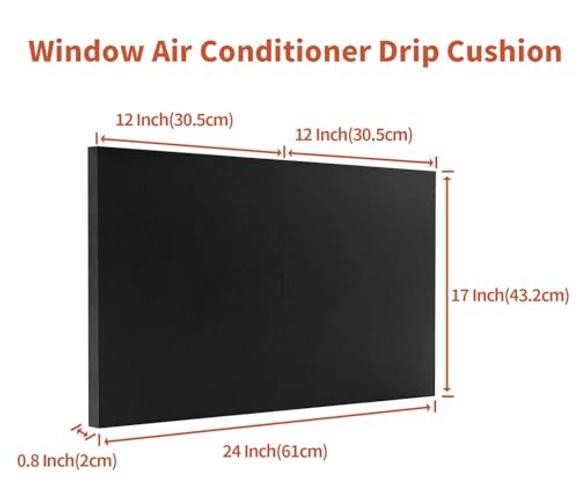 24″ x 17″ x 4/5″ Air Conditioner Drip Cushion Black & Removable 24″x 17″x 4/5″