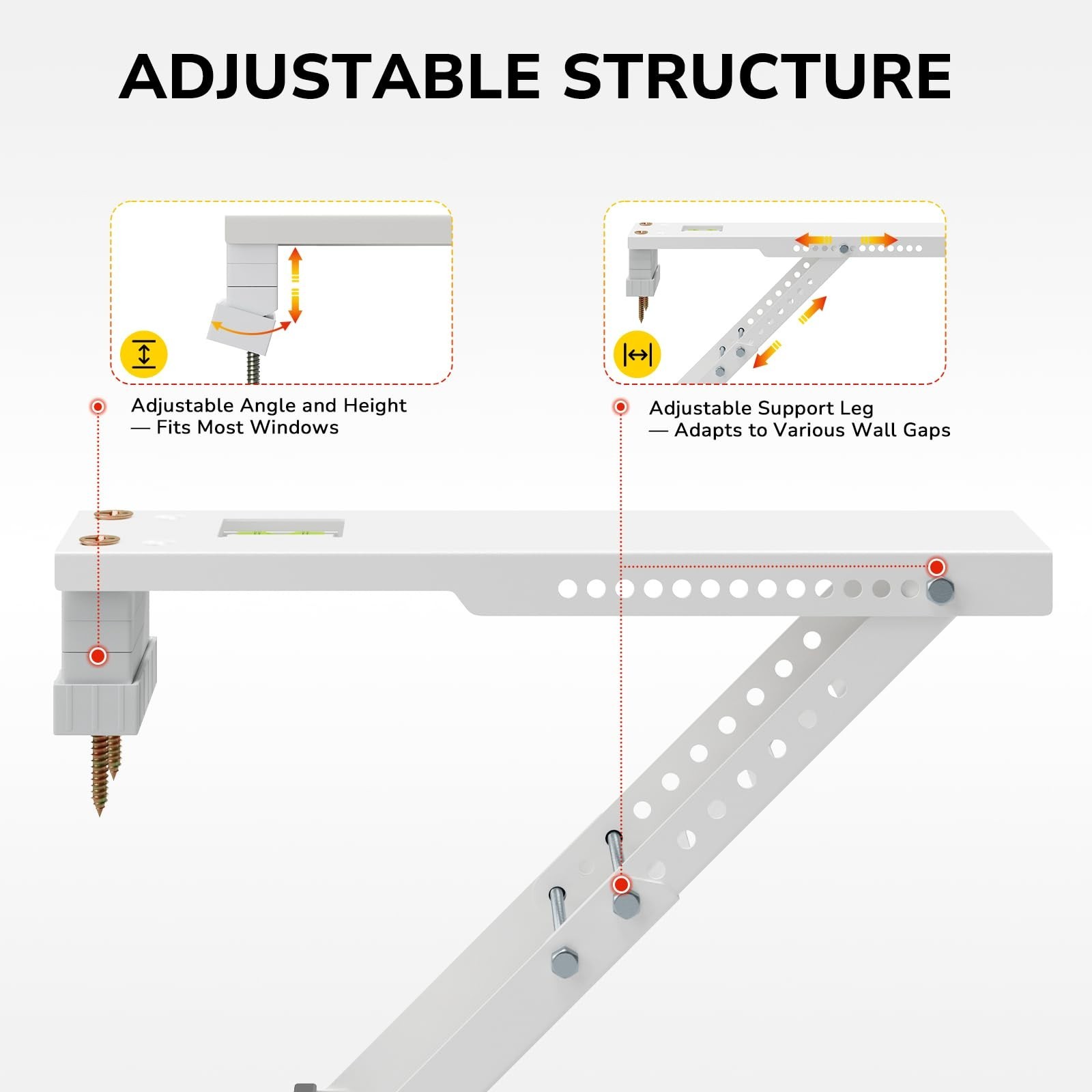 Heavy Duty Window AC Support Bracket, Universal for 5,000-12,000 BTU Units, Adju