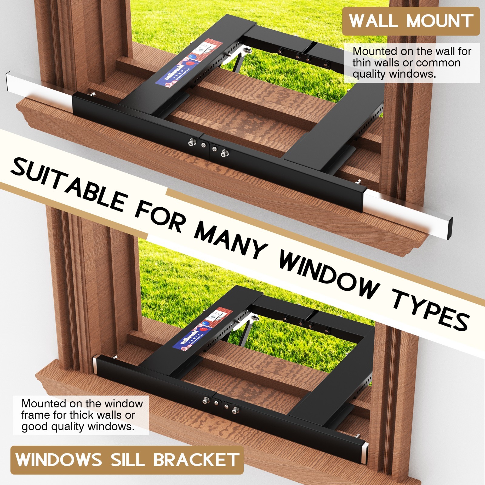 Adjustable Window AC Bracket,Upgraded Conditioner Support Bracket No Drill