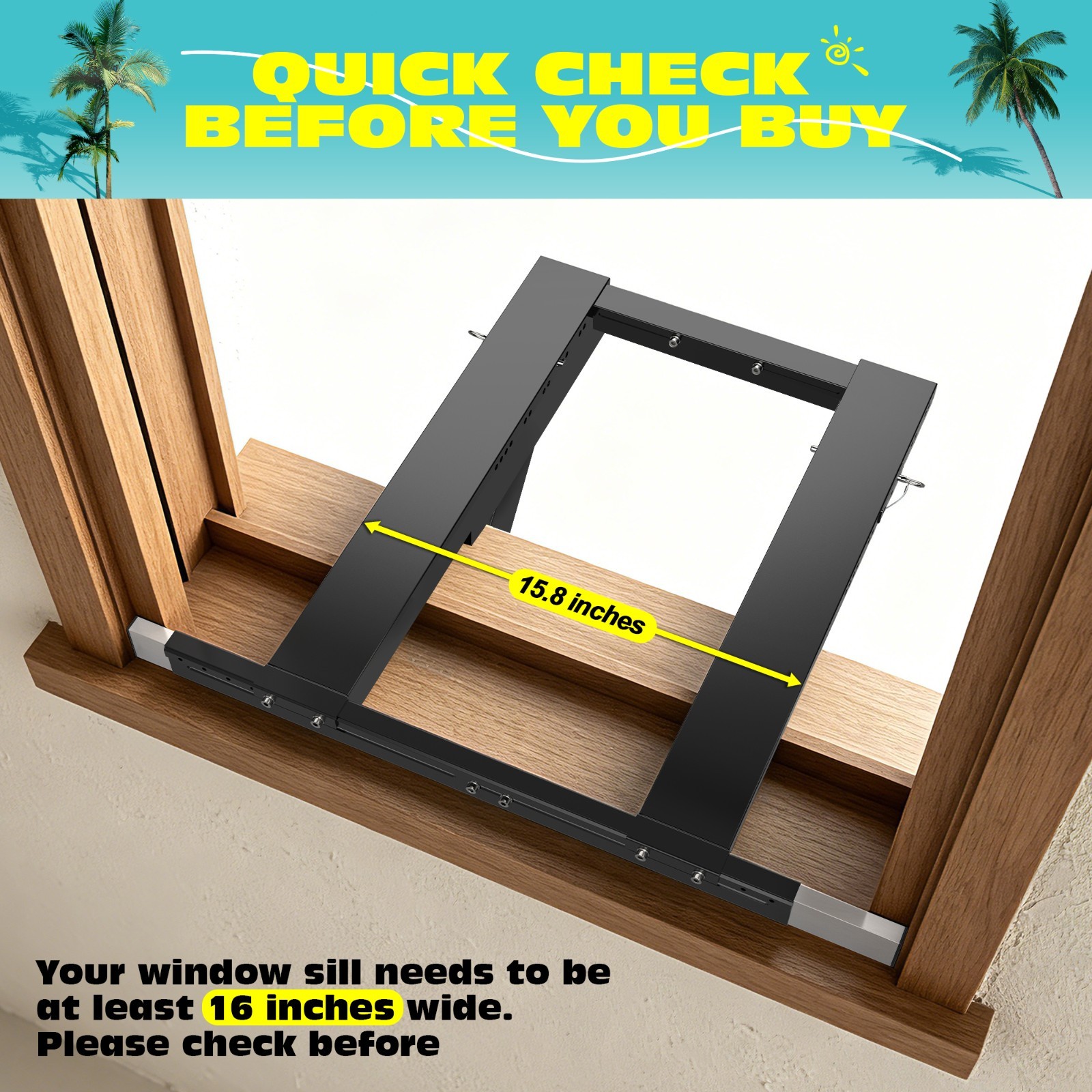 No-Drill Window AC Bracket,Adjustable Heavy-Duty Air Conditioner Support Bracket