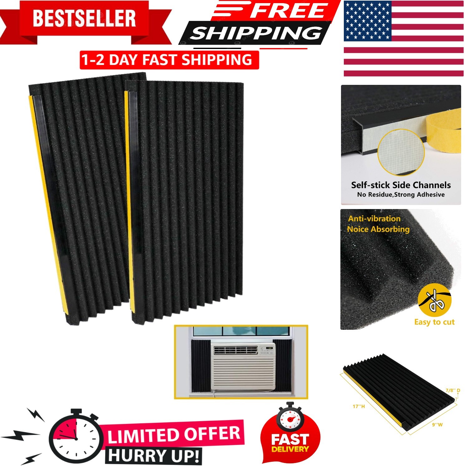 Window Air Conditioner Foam Insulation Panels,AC Side Insulating Panel Kit,2 …