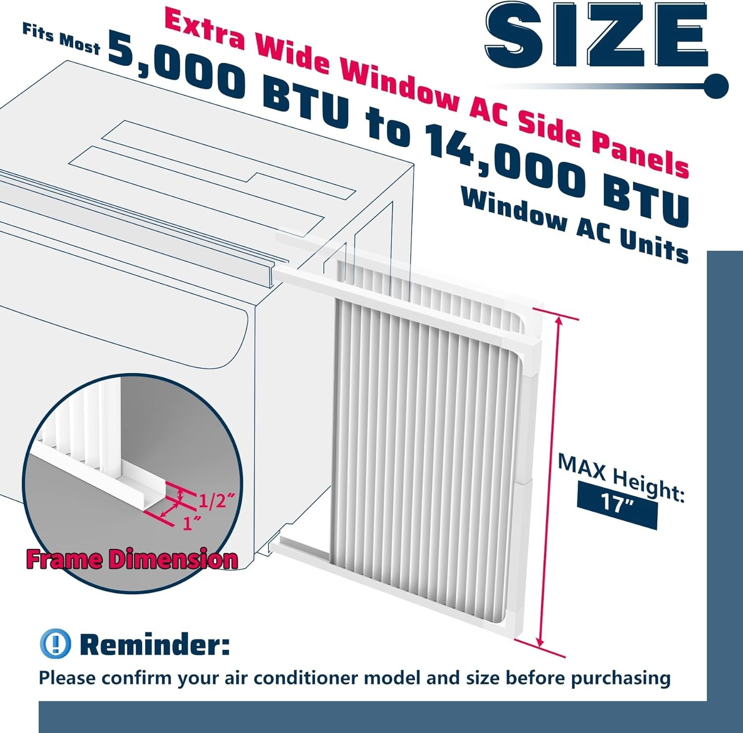 Adjustable Window Air Conditioner Side Panels with Frame Set,Extra Wide Window A