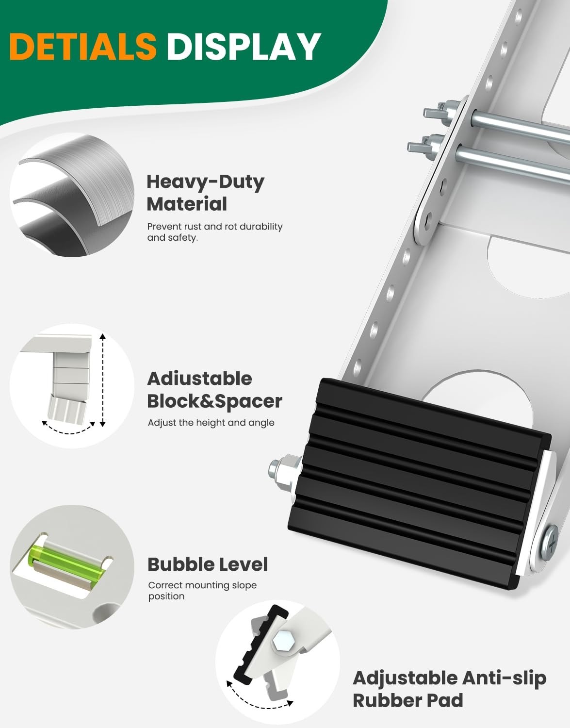 Adjustable Window Air Conditioner Support Bracket with Anti-Slip Mat & Level – 8