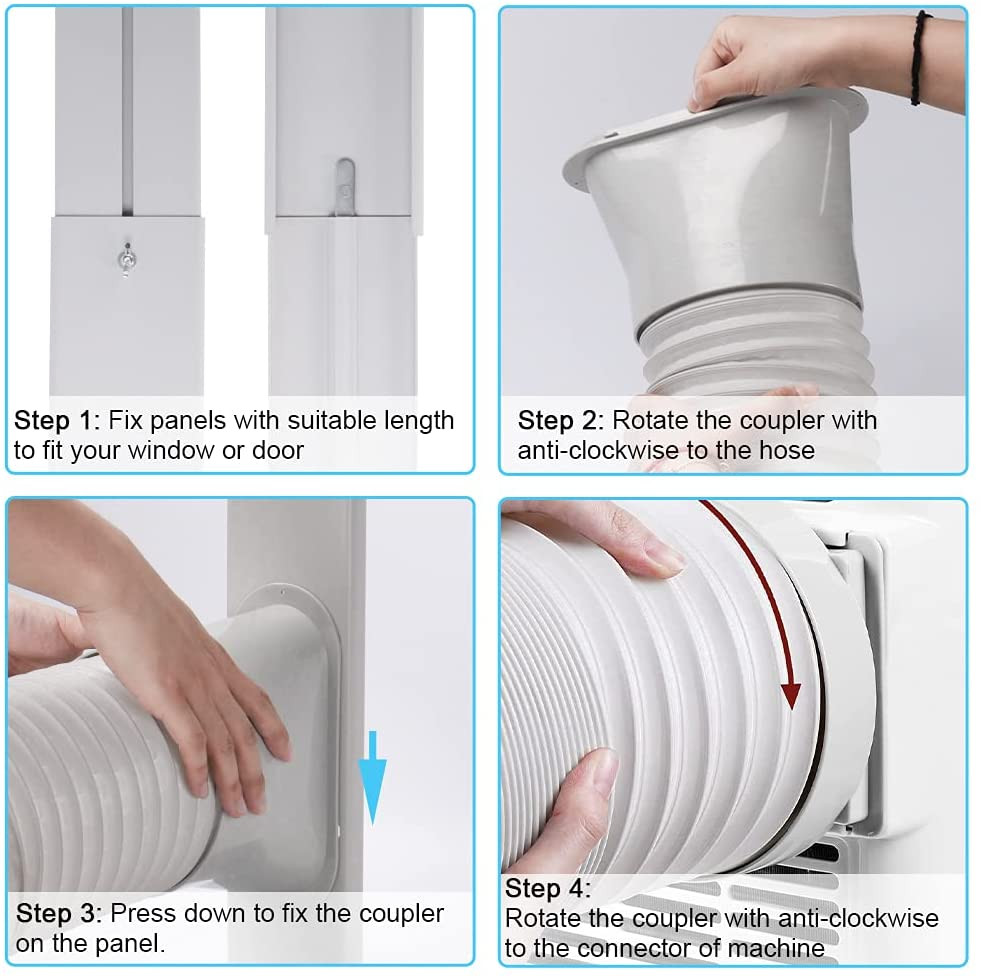 Portable Air Conditioner Window Vent Kit with 5.9” Exhaust Hose Adjustable Porta