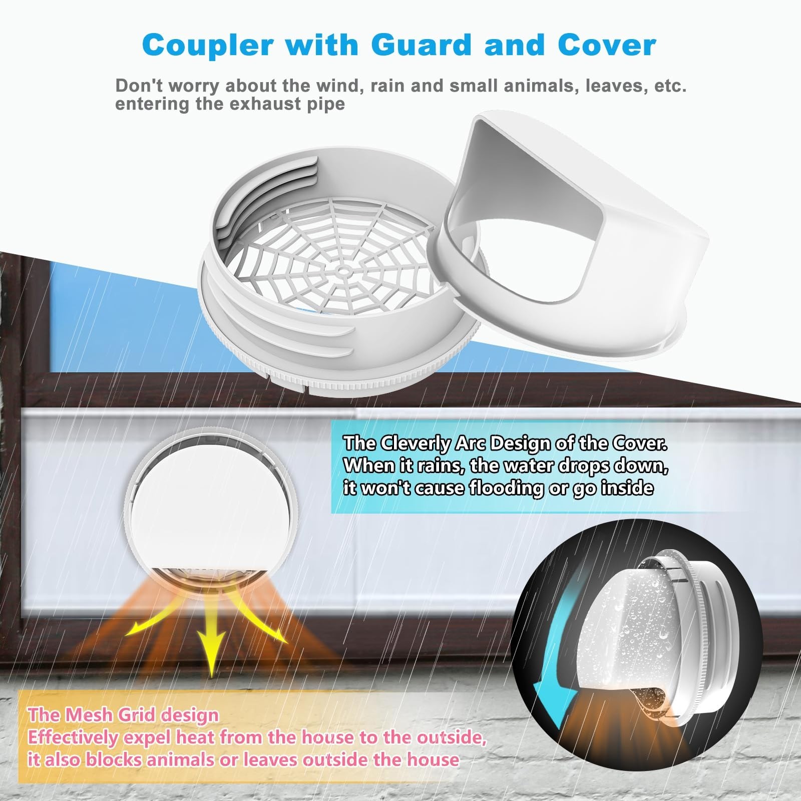 Universal Portable Air Conditioner Window Vent Seal Kit for 5.1″/5.9″ Hose, 4 Pl