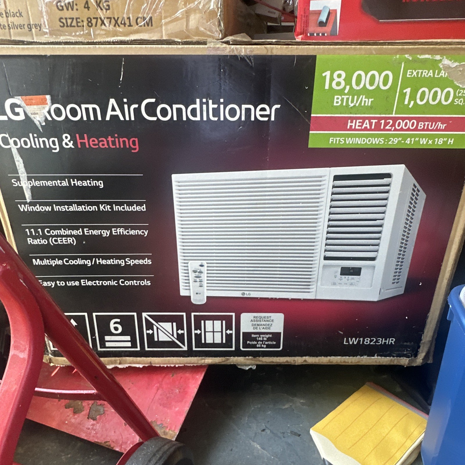 LG LW1823HR 18000 BTU Window AC w/ Heat, Remote, Timer, 230V White