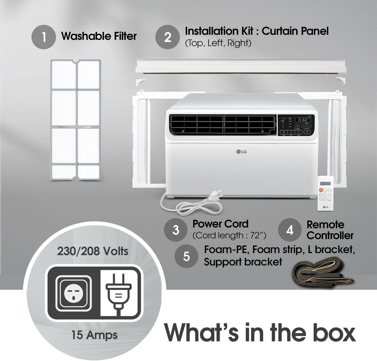LG 14,000 BTU DUAL Inverter Smart Window Air Conditioner, 115V, Cools 800 Sq. Ft