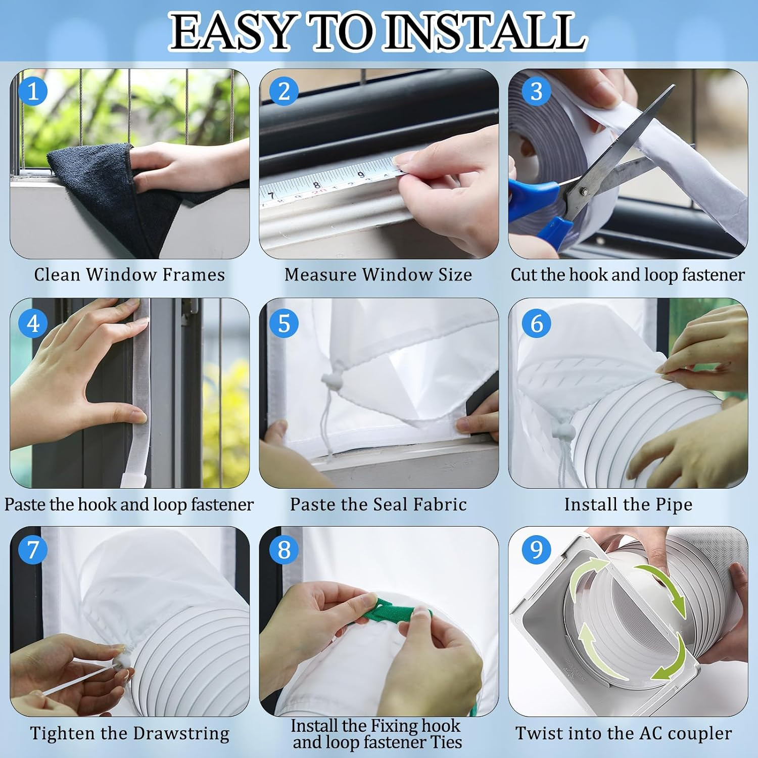 Portable Air Conditioner Window Vent Kit Include 10” X 40” -64”