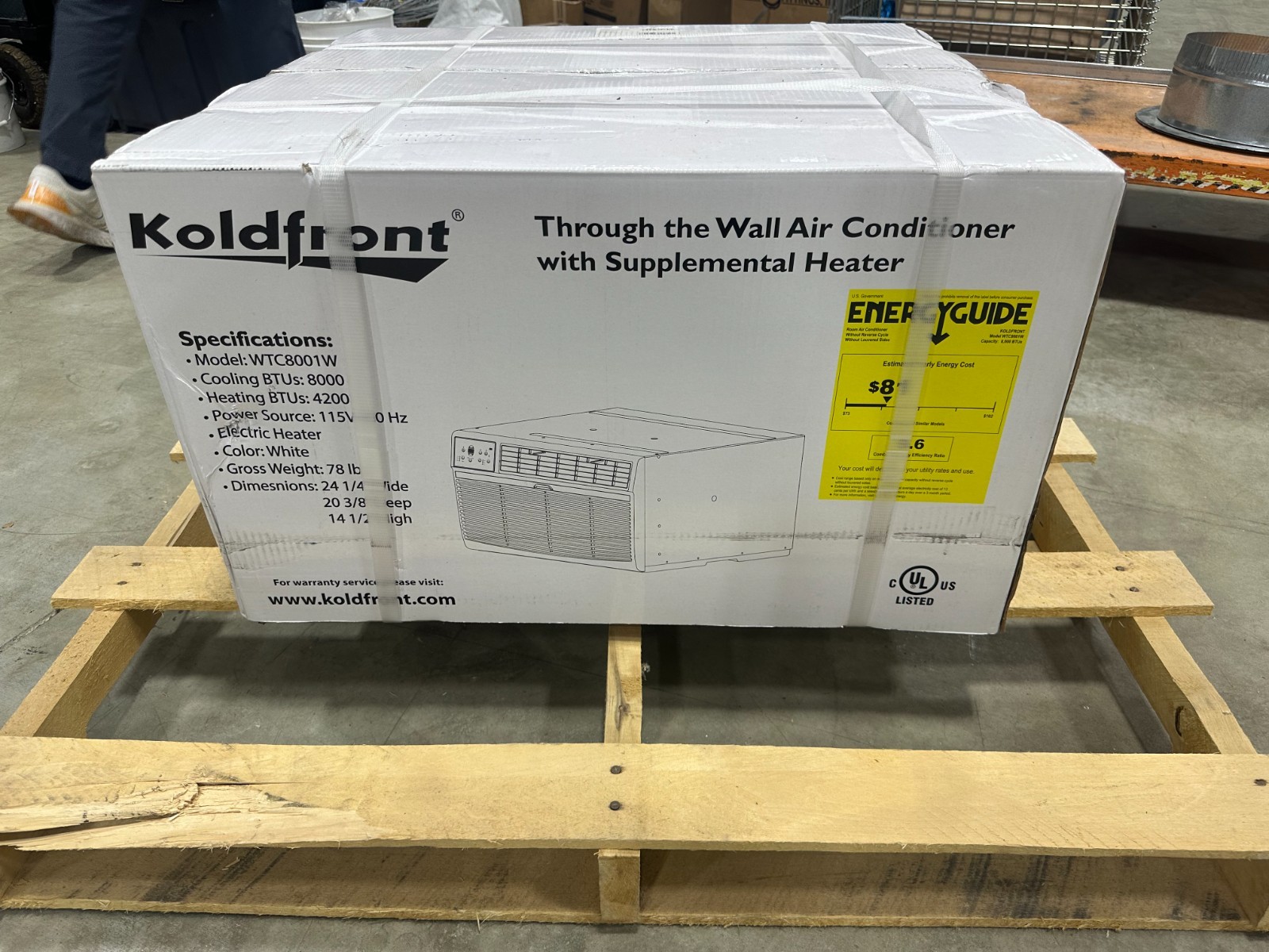 Koldfront 8000-BTU 115-Volt White Through-the-Wall Air Conditioner and Heat