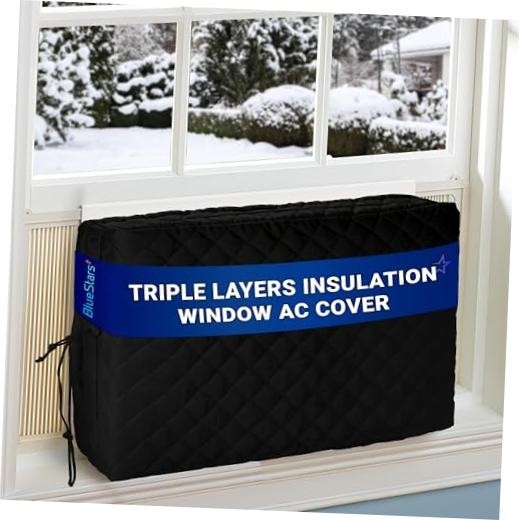 UPGRADED Window Air Conditioner Cover Indoor – NEW 3000 – 5000 BTU Black