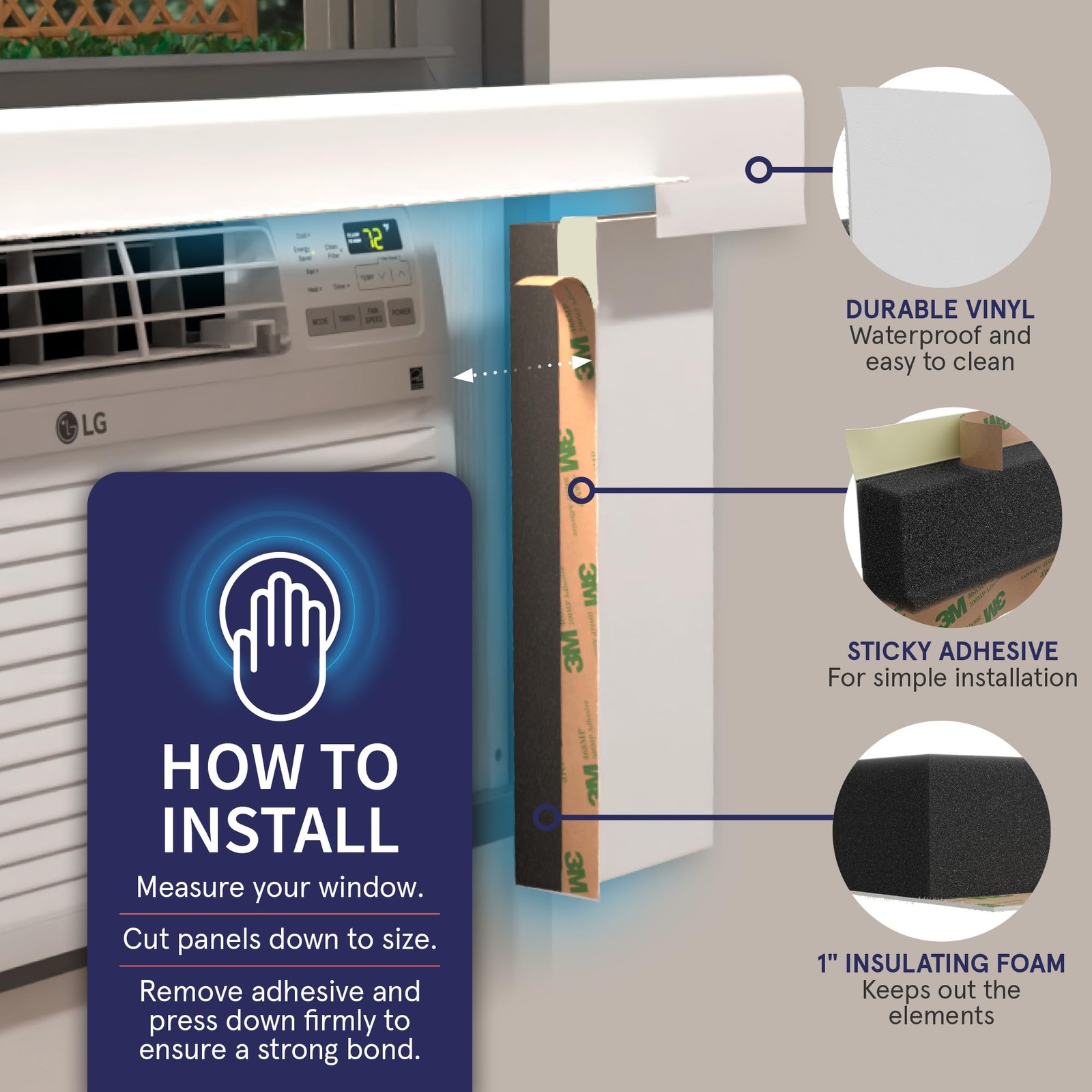 Surround Insulation Side Panels for Window AC Unit Fits 36″-40″ Wide Window