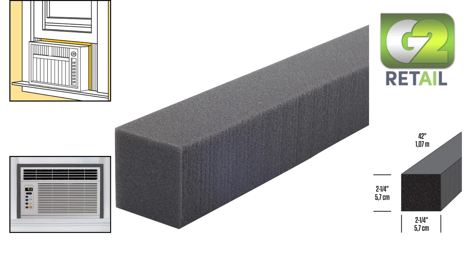 Optimal Insulation with 42” Gray Air Conditioner Seal – 1-1/4 in. Gap Coverage
