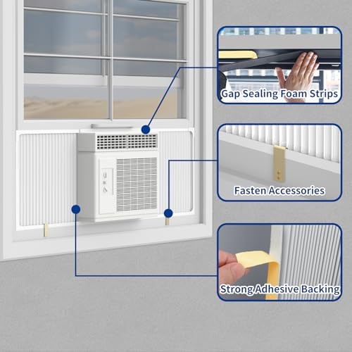Window Air Conditioner Side Panel with Adjustable Frame, 1 Count (Pack of 1)
