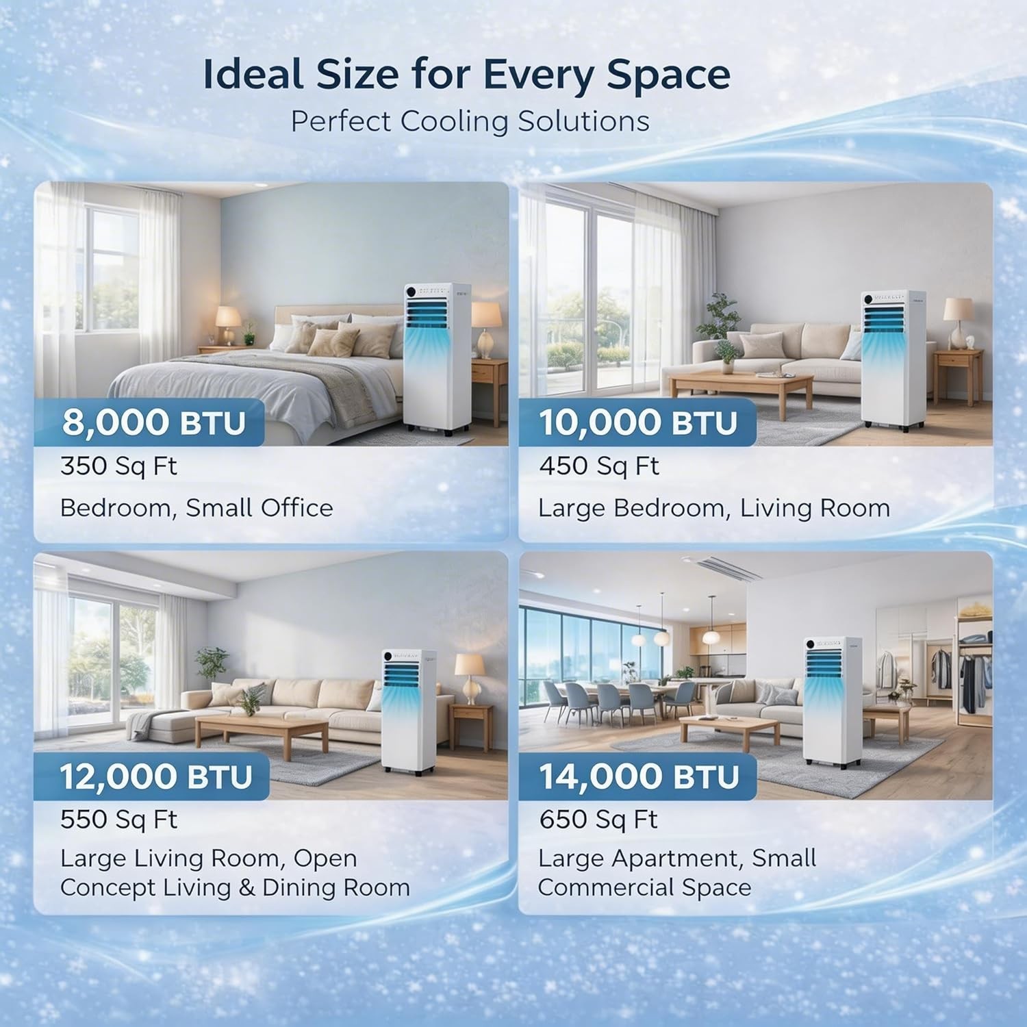 8,000 BTU Portable Air Conditioner Up to 350 sq. ft, 3-in-1 portable AC Unit wit